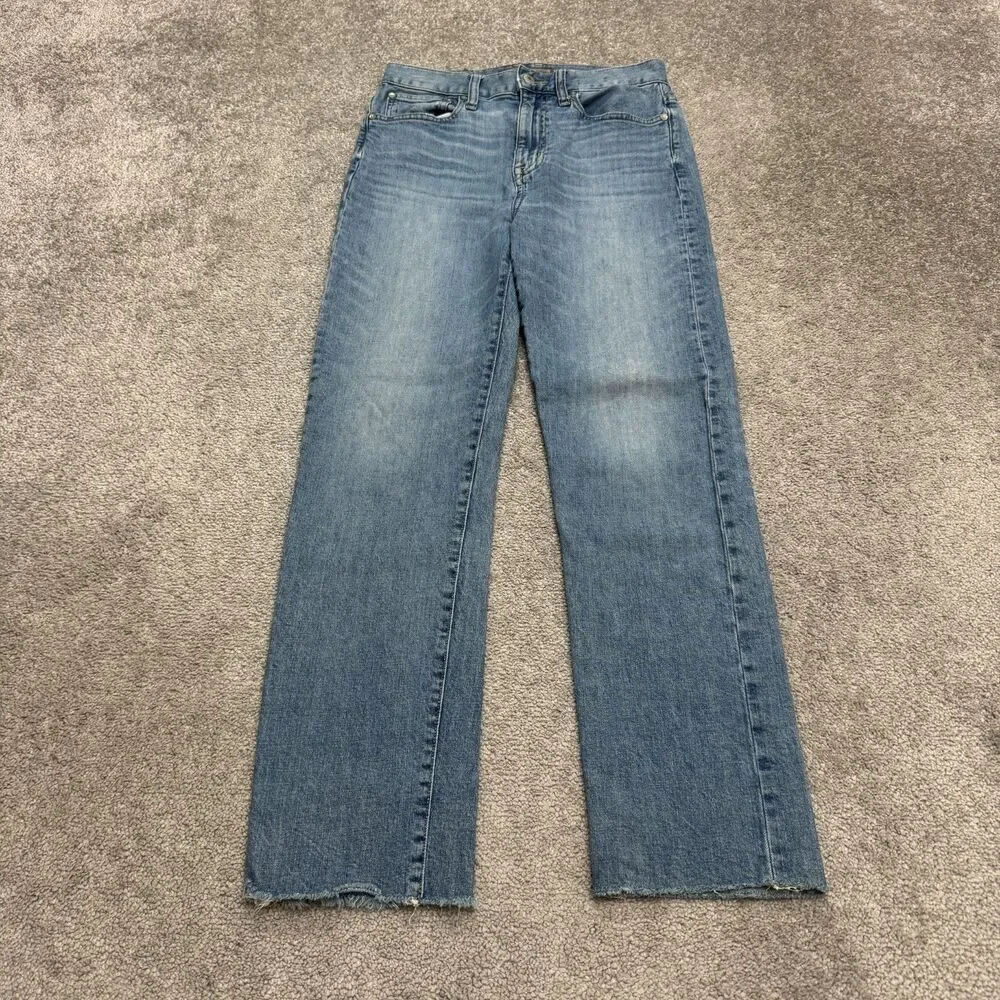 J.Crew Point Sur Slim Boy Straight High Rise Denim Jeans Womens 24 Blue Raw Hem